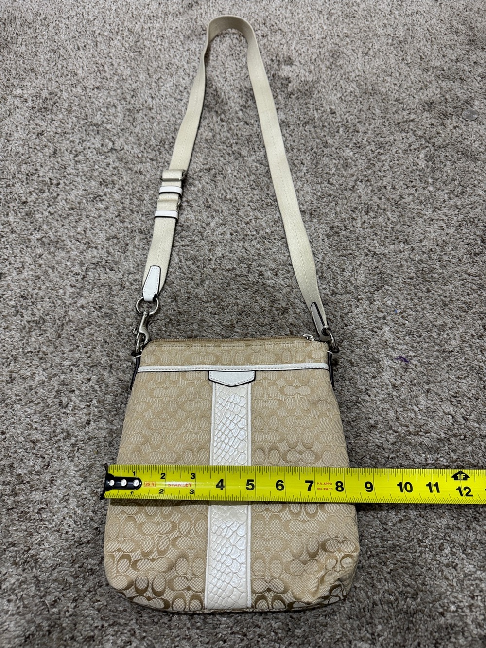 Coach Signature File Crossbody Bag Khaki White Snake Embossed Trim - Picture 10 of 11